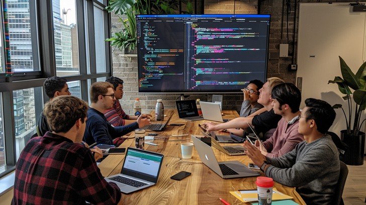 Softxcite team collaborating on a client software project